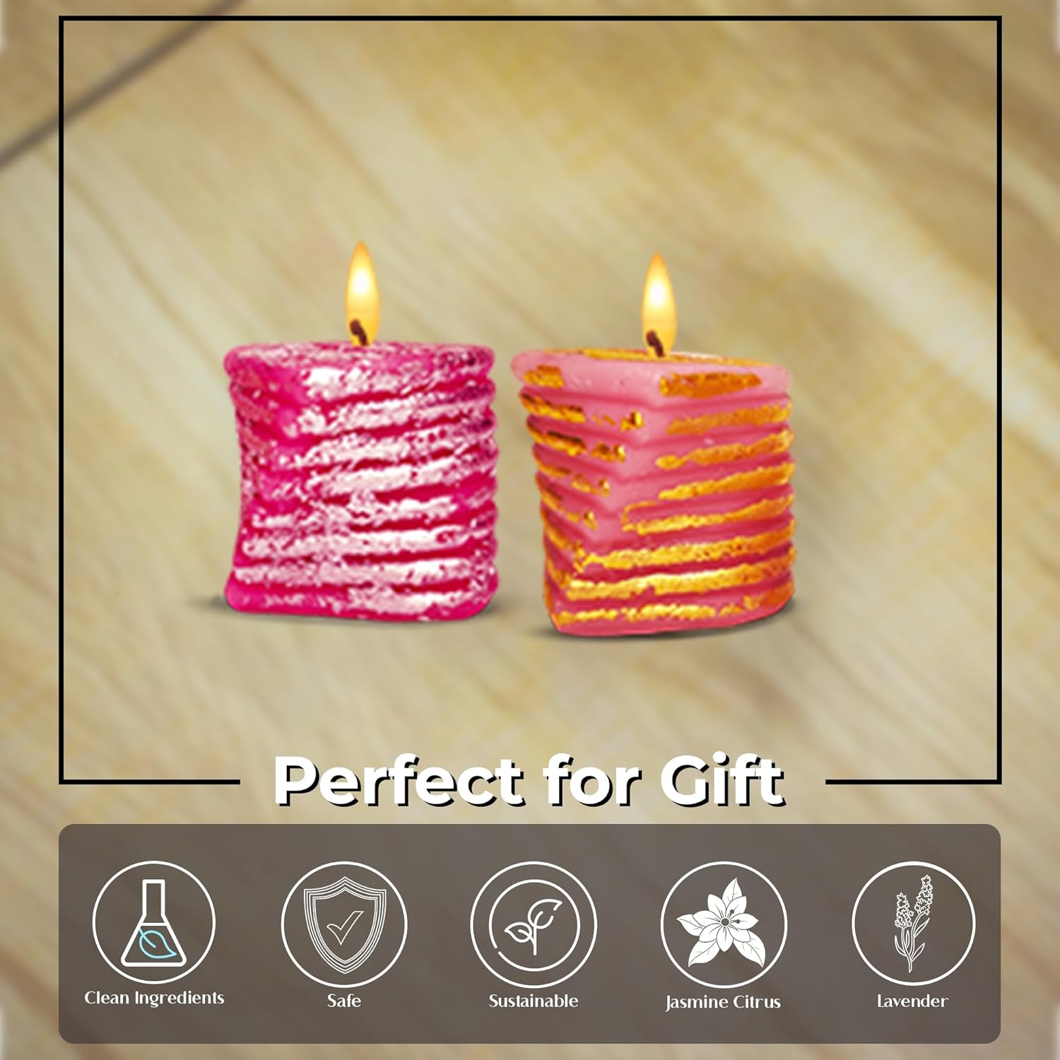 2-Pack Heart-Shaped Foil Scented Candles – Gold & Silver Finish – Jasmine Citrus & Lavender Aromas – Romantic Gift for Valentine’s, Wedding, Home Décor Its Tayyab's