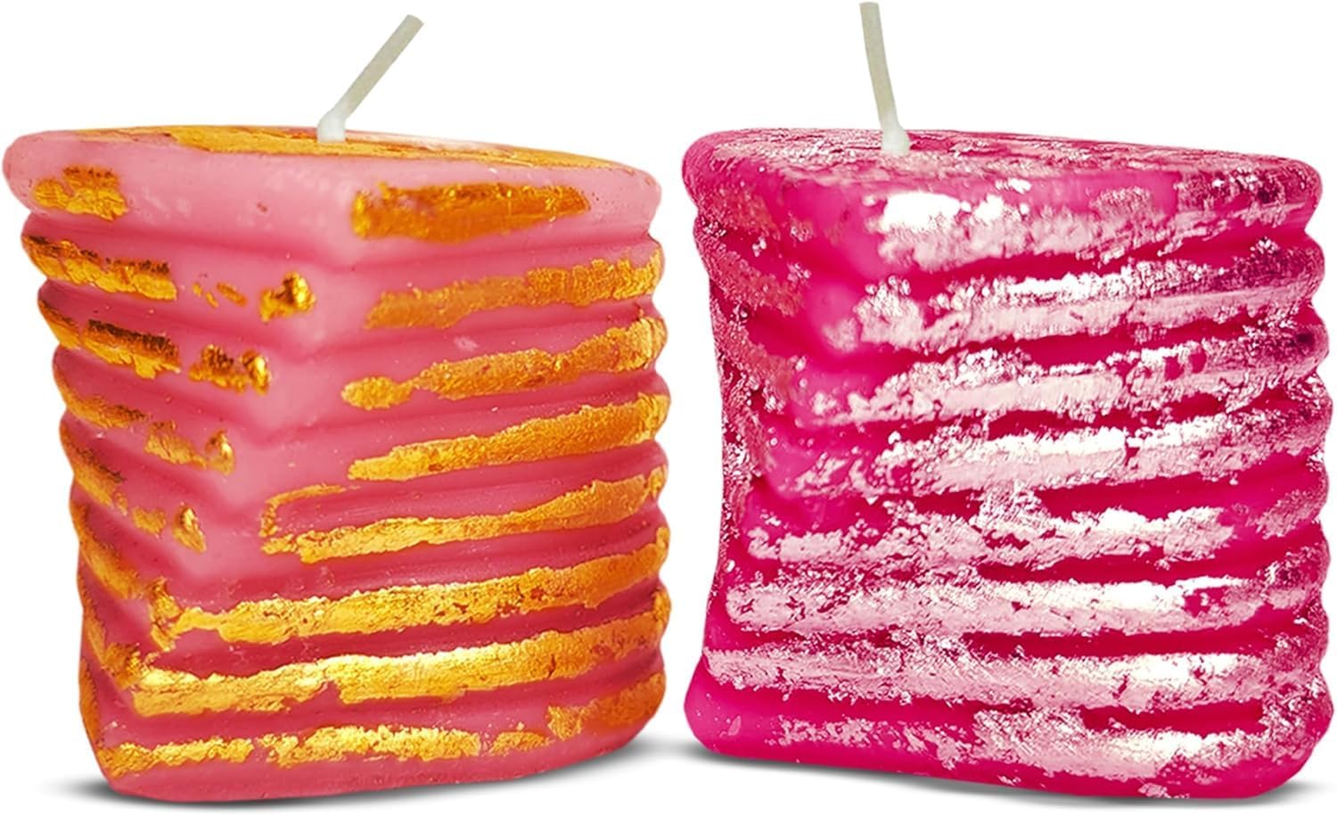 2-Pack Heart-Shaped Foil Scented Candles – Gold & Silver Finish – Jasmine Citrus & Lavender Aromas – Romantic Gift for Valentine’s, Wedding, Home Décor Its Tayyab's