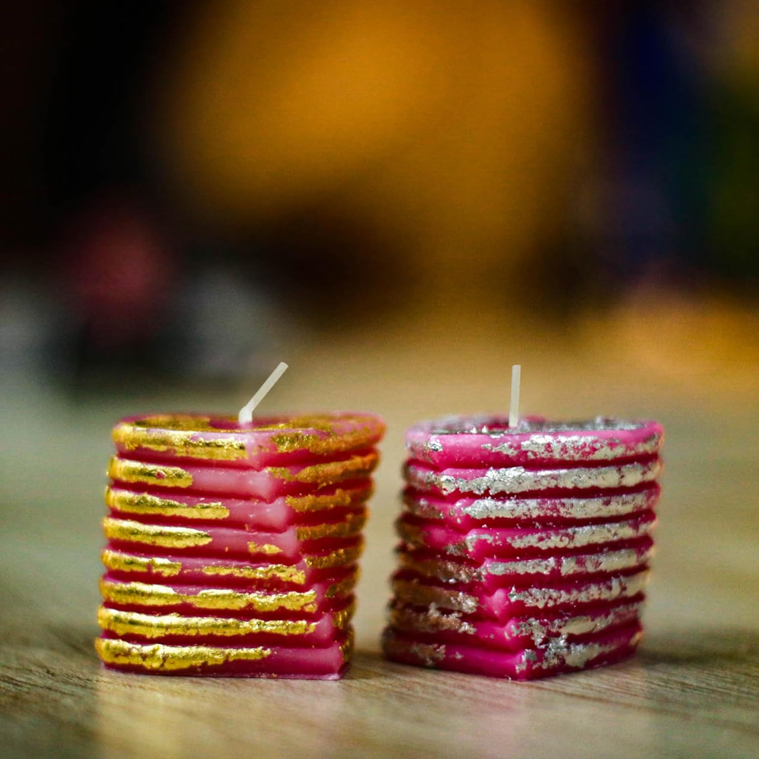 2-Pack Heart-Shaped Foil Scented Candles – Gold & Silver Finish – Jasmine Citrus & Lavender Aromas – Romantic Gift for Valentine’s, Wedding, Home Décor Its Tayyab's