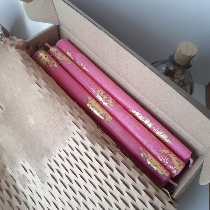 Pink Taper candles _ Set o 6 decorative candles sticks _ Dinner candles _ Beautiful Housewarming Gift _ Handmade Candles