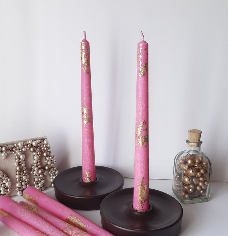 Pink Taper candles _ Set o 6 decorative candles sticks _ Dinner candles _ Beautiful Housewarming Gift _ Handmade Candles