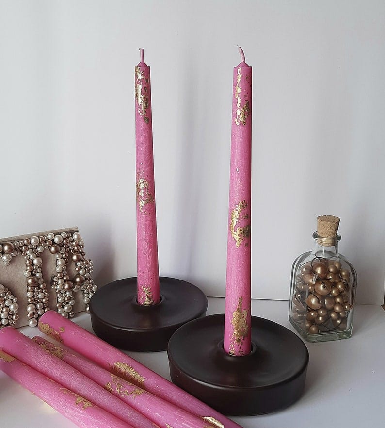 Pink Taper candles _ Set o 6 decorative candles sticks _ Dinner candles _ Beautiful Housewarming Gift _ Handmade Candles