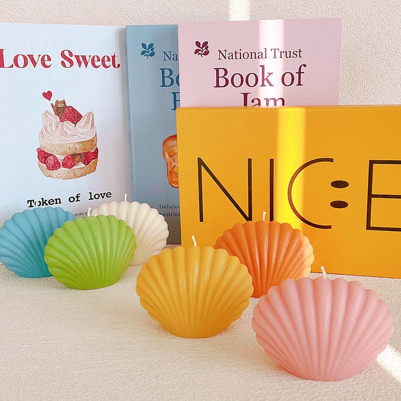 Large Seashell Candle, Shell Candle, Clamshell Candle, Scallop Shell Candle, Pastel Color Candle, Unique Shaped Candle, Decorative Candles