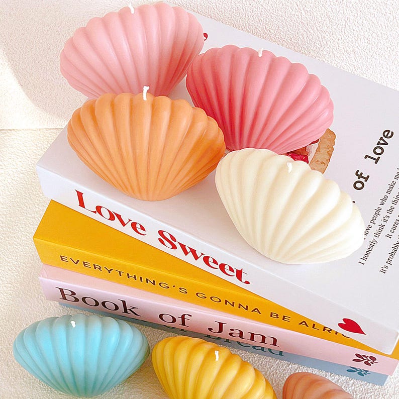 Large Seashell Candle, Shell Candle, Clamshell Candle, Scallop Shell Candle, Pastel Color Candle, Unique Shaped Candle, Decorative Candles