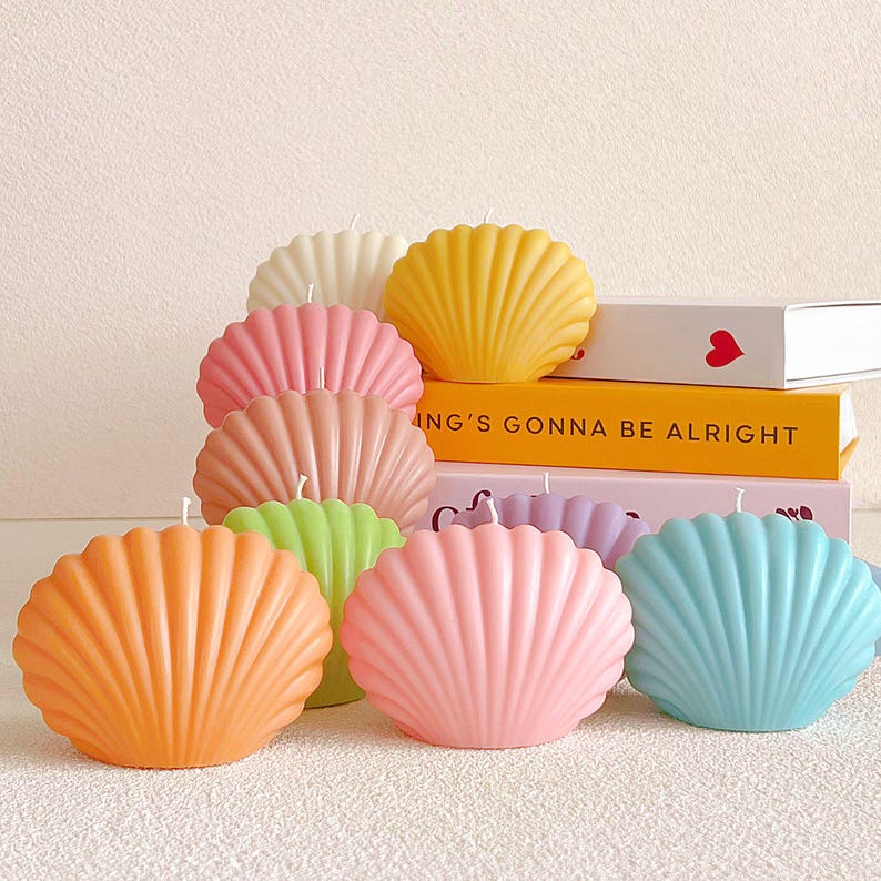 Large Seashell Candle, Shell Candle, Clamshell Candle, Scallop Shell Candle, Pastel Color Candle, Unique Shaped Candle, Decorative Candles