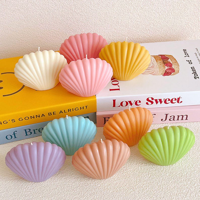 Large Seashell Candle, Shell Candle, Clamshell Candle, Scallop Shell Candle, Pastel Color Candle, Unique Shaped Candle, Decorative Candles