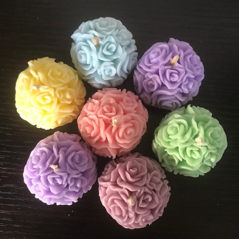 Mother's Day Rose Bouquet Candles - Pastel Colors candle set of 7 - Rose ball candle