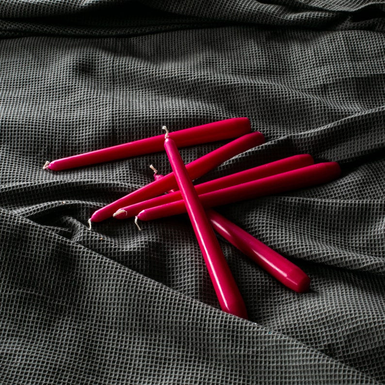 10" Tall Colorful Taper Candle Set of 6 - Paraffin Wax Dinner Candles - Modern Home Décor