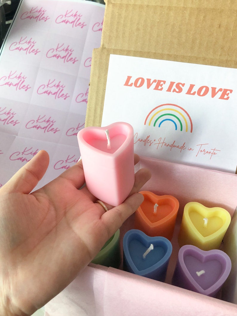 THE LOVE BOX | 6 Candle Pack | Heart Shaped Pillar Box| Celebrate love| Valentine's Day Gifts | Rainbow| Colorful Candles| Trendy Candles| Home décor