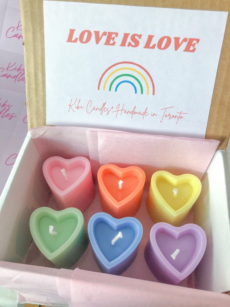 THE LOVE BOX | 6 Candle Pack | Heart Shaped Pillar Box| Celebrate love| Valentine's Day Gifts | Rainbow| Colorful Candles| Trendy Candles| Home décor