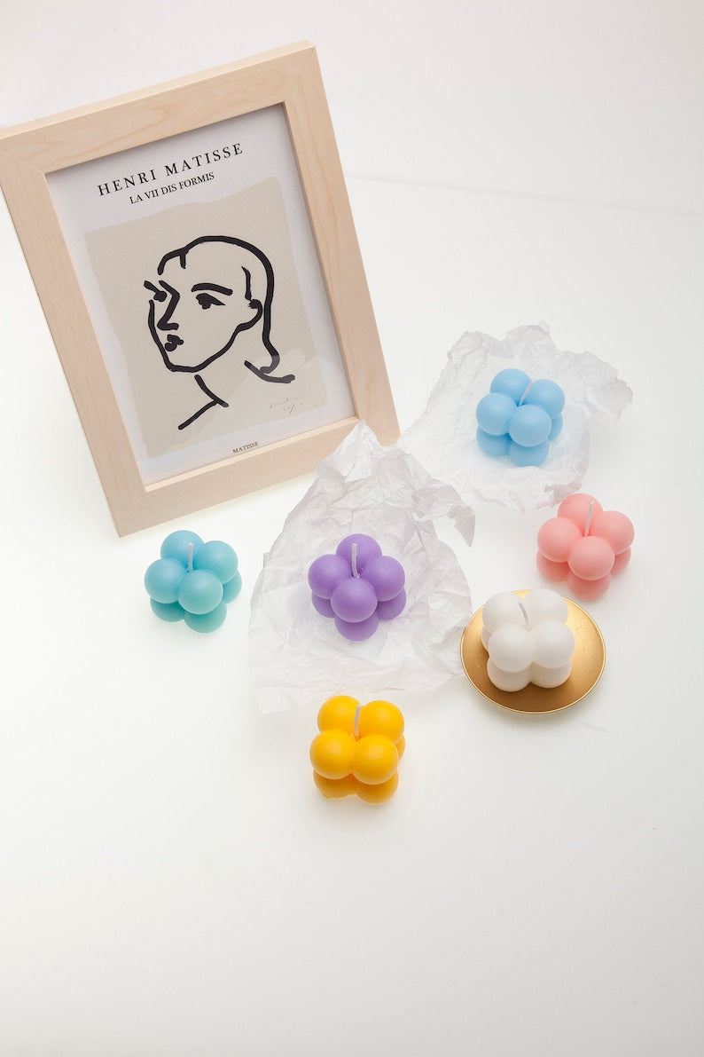 6 Mini Bubble candle scented - Wedding Favor - Handmade Home Décor - Pastel colors - Baby Shower Gift - Mothers' Day Gift