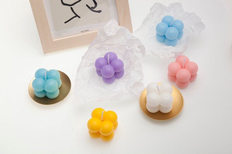 6 Mini Bubble candle scented - Wedding Favor - Handmade Home Décor - Pastel colors - Baby Shower Gift - Mothers' Day Gift
