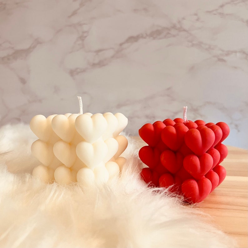 Valentine's Day Gift Hamper - Candle gift box - Peony Flower 🌺 Candles - Couple Candle - Heart Bubble Candle