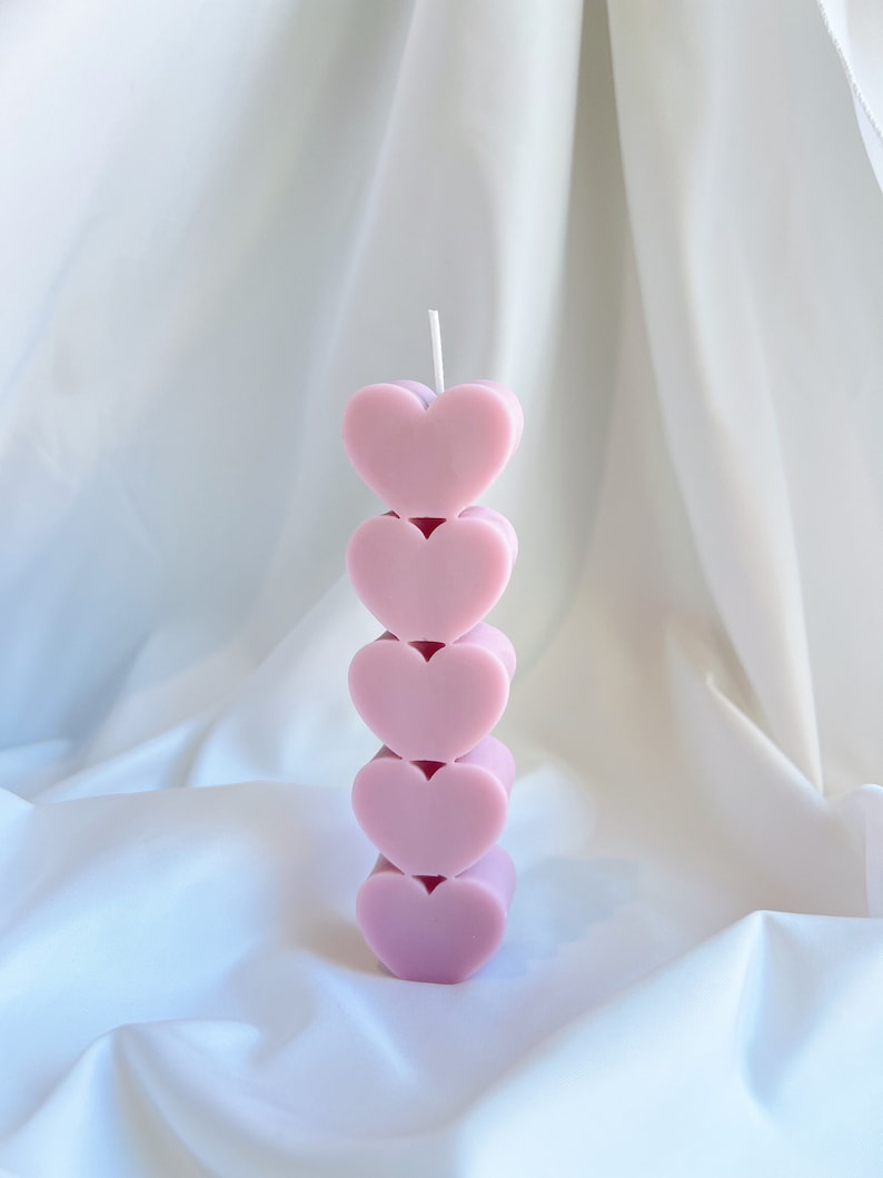 Hearts pillar Candles 6 inch - Unique Shaped Candle - Birthday Gift - House warming - Art Home Décor - Scented Candle