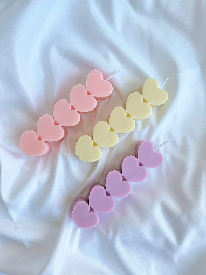 Hearts pillar Candles 6 inch - Unique Shaped Candle - Birthday Gift - House warming - Art Home Décor - Scented Candle