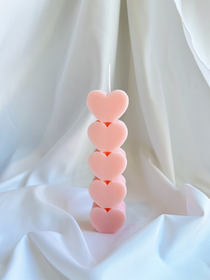 Hearts pillar Candles 6 inch - Unique Shaped Candle - Birthday Gift - House warming - Art Home Décor - Scented Candle