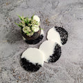 White and black resin coasters set, Cute drink coasters kitchen décor, Unique coffee cup coasters best friend birthday gift, coaster