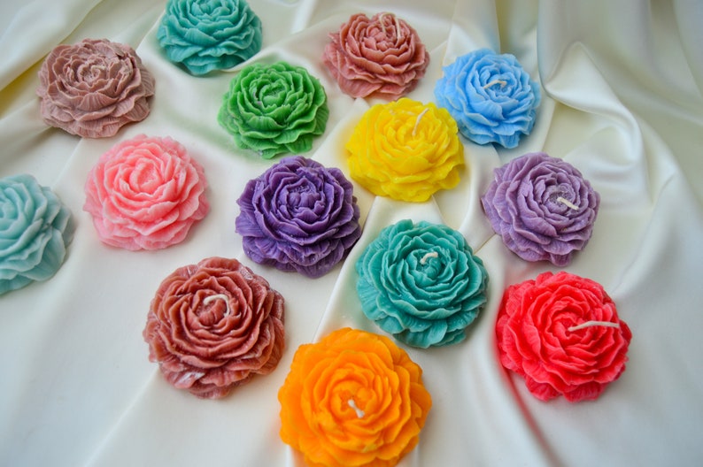 Perfect Peony (4 PC) Flower Scented Candle - Rose Shaped Candle - Natural Paraffin Wax Candle - Handmade Gift - House warming Gift - Home Décor