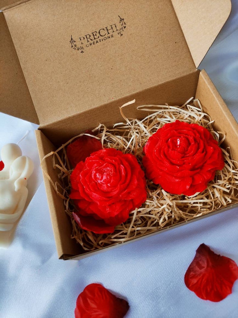 Valentine's Day Gift Hamper - Candle gift box - Peony Flower 🌺 Candles - Couple Candle - Heart Bubble Candle