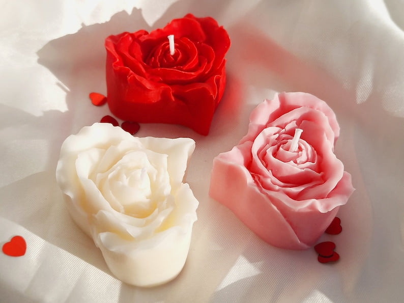 3 PCS Rose Heart Candle - Paraffin wax - Perfect Valentine's Day Gift - Scented ❤️ candles - Perfect Gift For Love Its Tayyab's