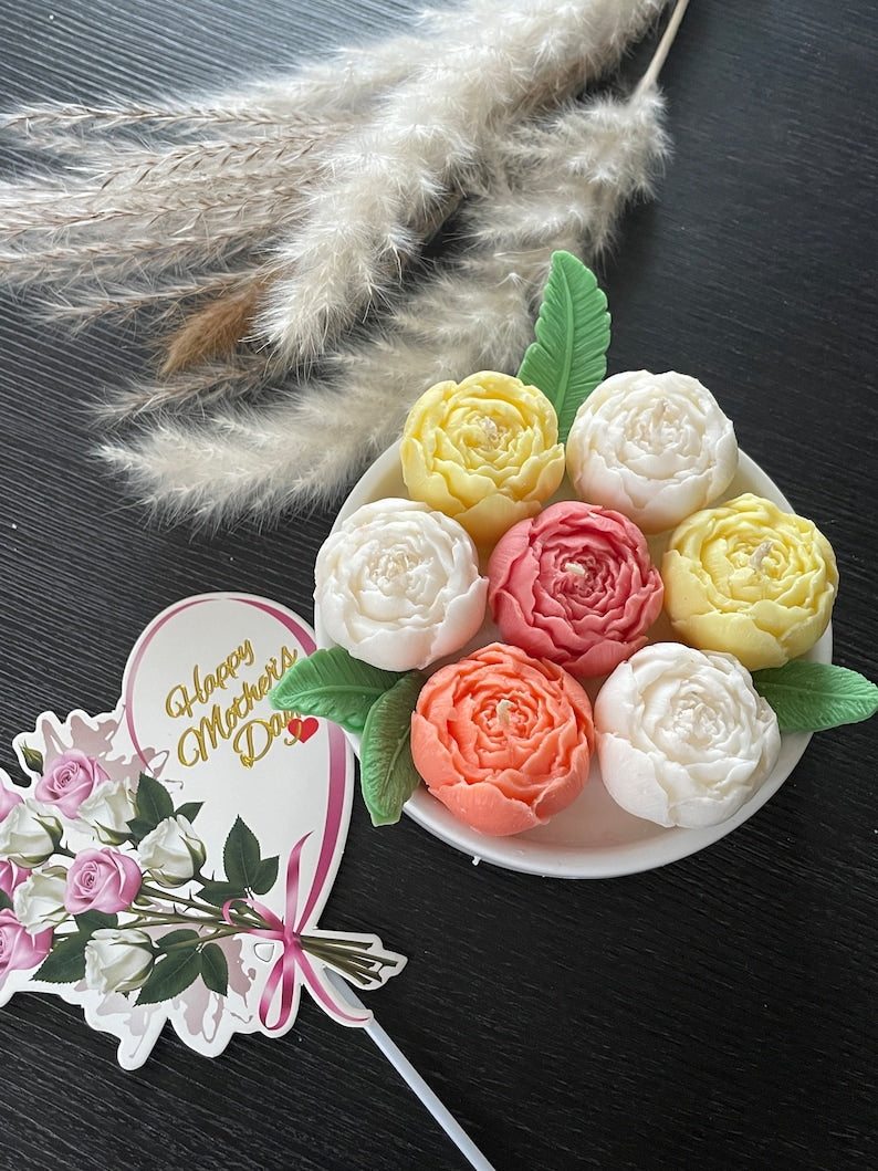 Mother’s day candle Gift set - Peony candle bouquet - unique Mother’s Day candle bouquet