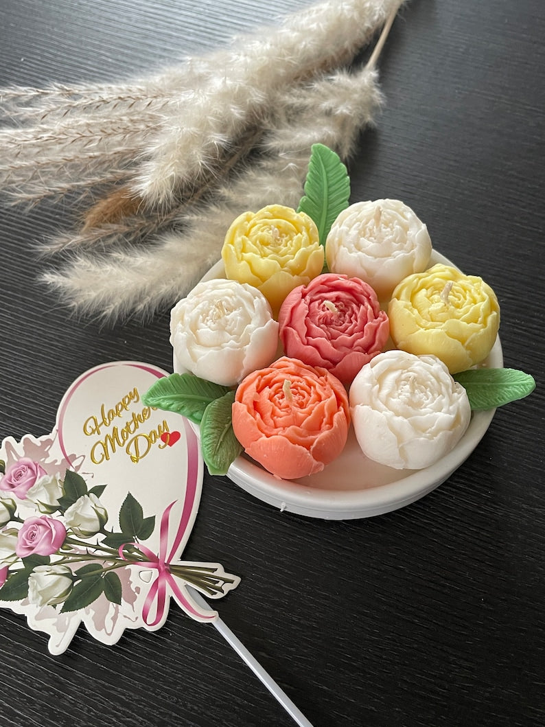 Mother’s day candle Gift set - Peony candle bouquet - unique Mother’s Day candle bouquet