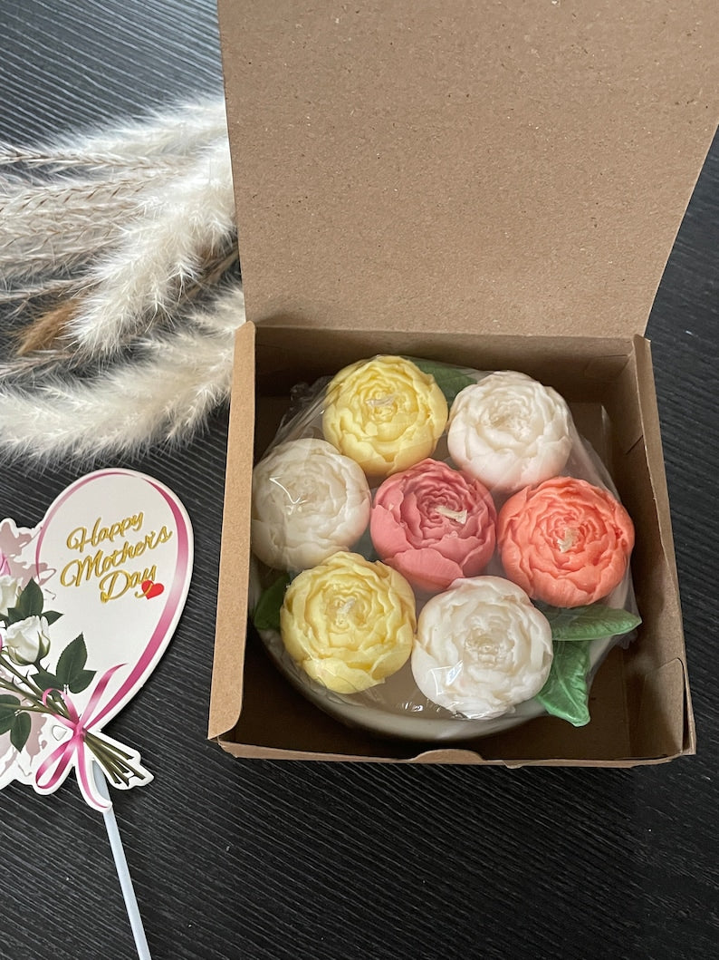 Mother’s day candle Gift set - Peony candle bouquet - unique Mother’s Day candle bouquet