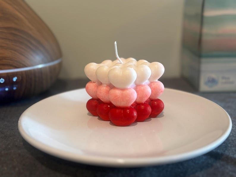 Bubble Heart Candle 2 PCS - Valentine's Day Gift - love candle gift - Perfect Handmade Gift for her - Anniversary Gift - Paraffin Wax Vegan Candle