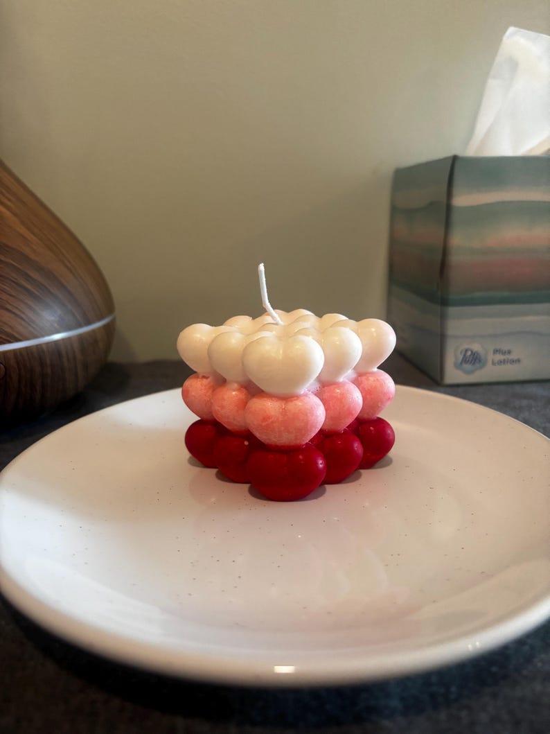 Bubble Heart Candle 2 PCS - Valentine's Day Gift - love candle gift - Perfect Handmade Gift for her - Anniversary Gift - Paraffin Wax Vegan Candle